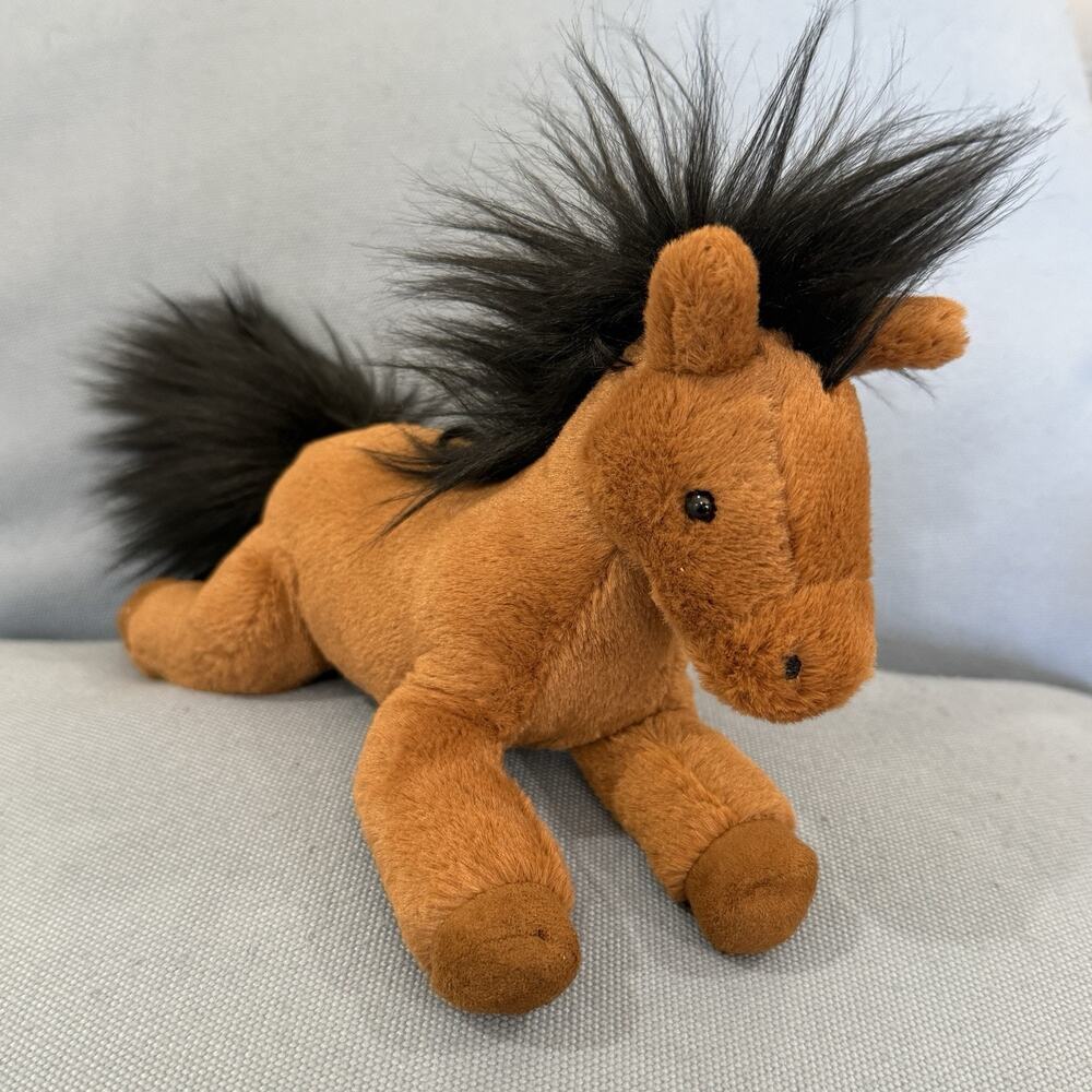 Jellycat Soft Brown Plush Stuffed Clover Pony Horse Black Mane 7”